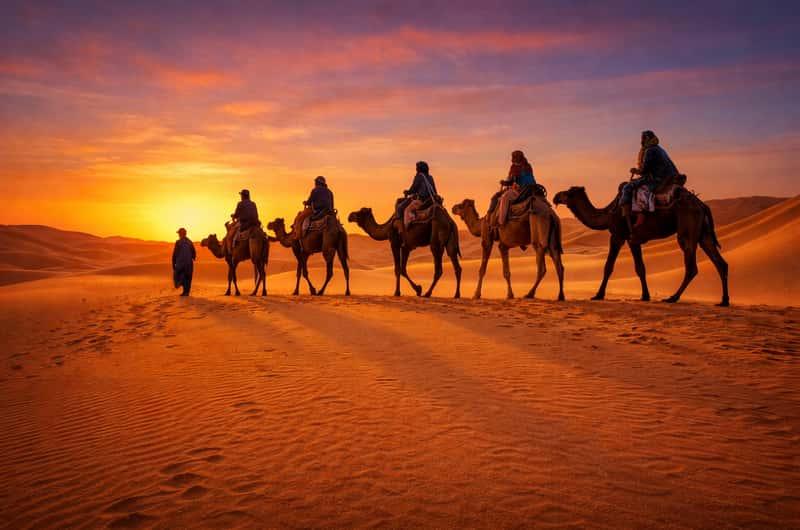 Paseo en camello antes de dormir en una jaima en Marruecos