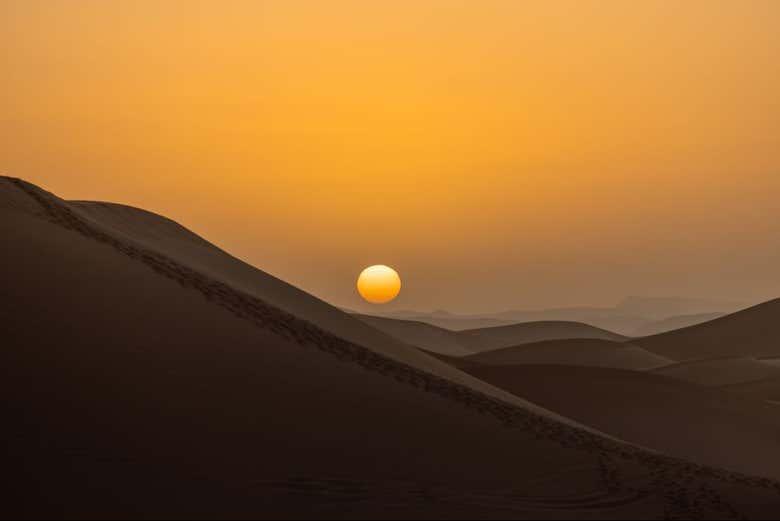 amanecer en el desierto de Merzouga